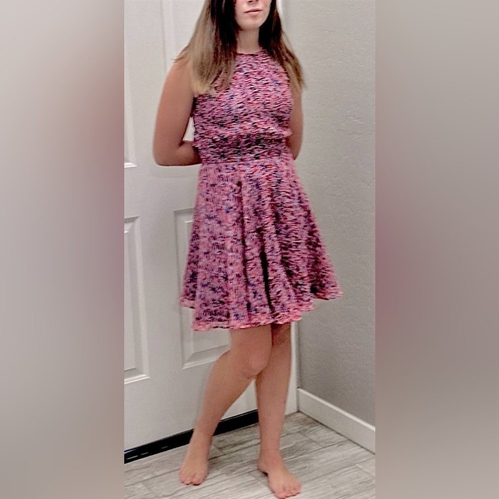 French Connection Sleeveless Sahara Abstract Animal Print Chiffon Skater Dress
